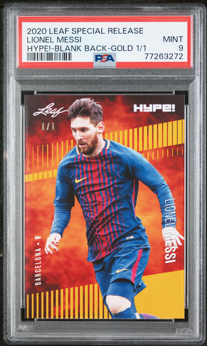 PSA 9 MINT Lionel Messi 2020 Leaf Hype #46 Rare Trading Card Gold Blank Back #1/1