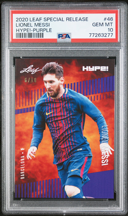 PSA 10 GEM-MT Lionel Messi 2020 Leaf Hype #46 Rare Trading Card Purple #6/10