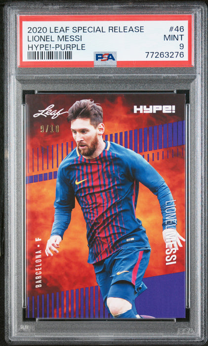 PSA 9 MINT Lionel Messi 2020 Leaf Hype #46 Rare Trading Card Purple #9/10