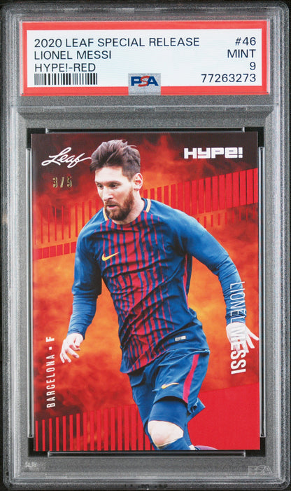 PSA 9 MINT Lionel Messi 2020 Leaf Hype #46 Rare Trading Card Red #3/5