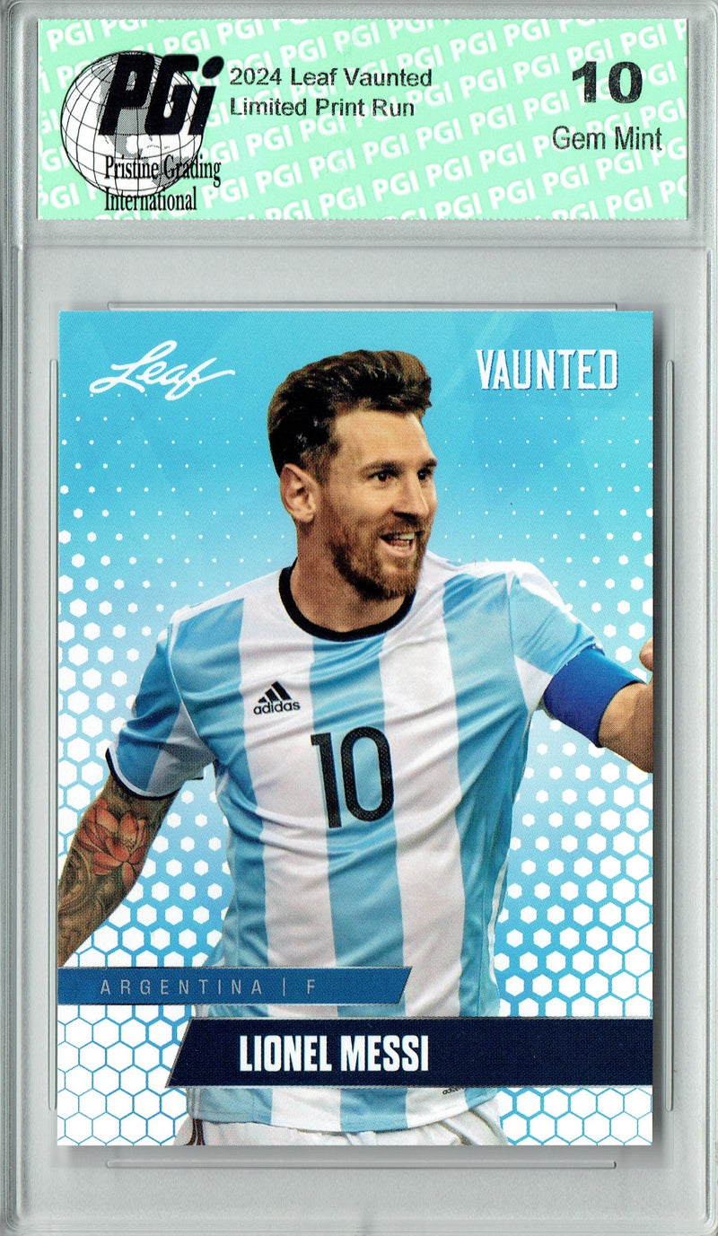 Lionel Messi 2024 Leaf Vaunted #V-11 Debut Collection Rare Trading Card PGI 10