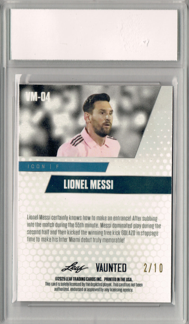 Certified Mint+ Lionel Messi 2025 Leaf Vaunted Metal #VM-04 Pink 10 Made Rare Card Inter Miami