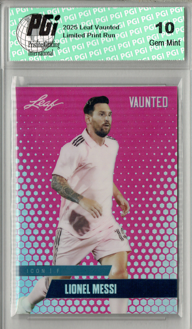 Lionel Messi 2025 Leaf Vaunted Metal #VM-04 Pink 10 Made Rare Card PGI 10