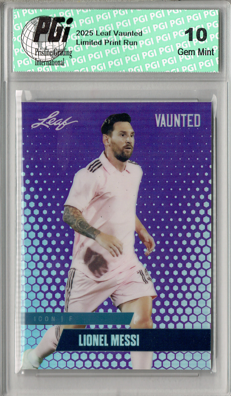 Lionel Messi 2025 Leaf Vaunted Metal #VM-04 Purple 15 Made Rare Card PGI 10