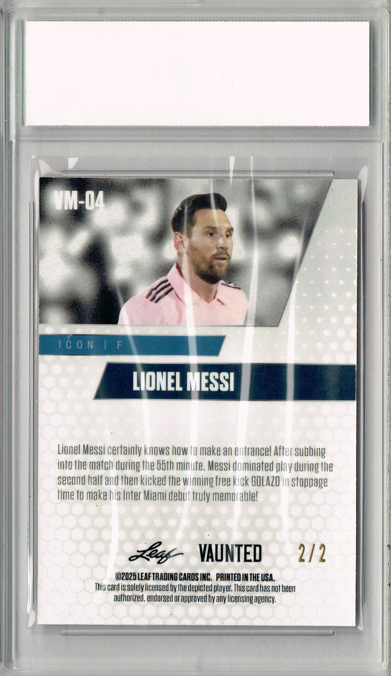 Certified Mint+ Lionel Messi 2025 Leaf Vaunted Metal #VM-04 Red #2 of 2 Made Rare Card Inter Miami