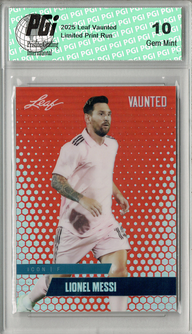Lionel Messi 2025 Leaf Vaunted Metal #VM-04 Red #1 of 2 Made Rare Card PGI 10