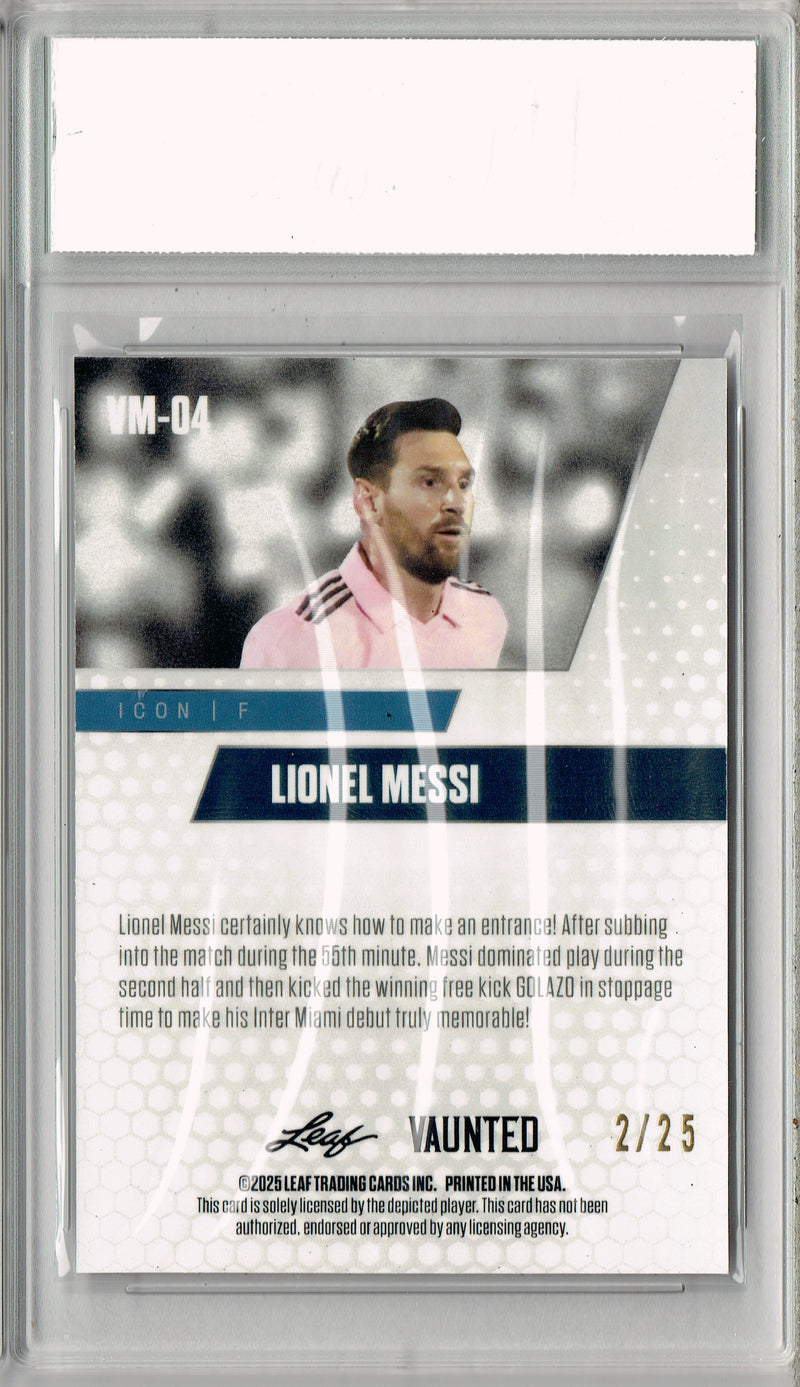 Lionel Messi 2025 Leaf Vaunted Metal #VM-04 Silver 25 Made Rare Card PGI 10
