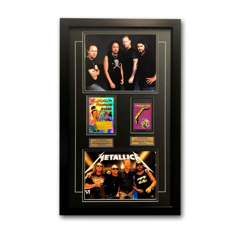 Metallica Framed World Tour Backstage Pass Collage COA 16x26 Lollapalooza Photos