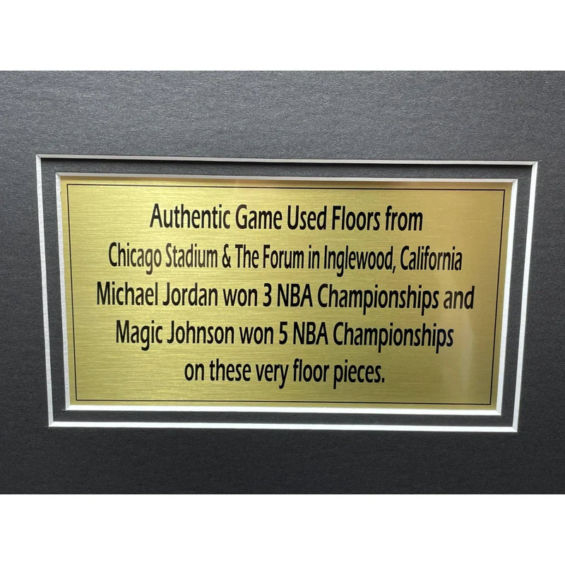 Michael Jordan / Magic Johnson Authentic Game Used Chicago Bulls LA Lakers Floors Framed Team Coas