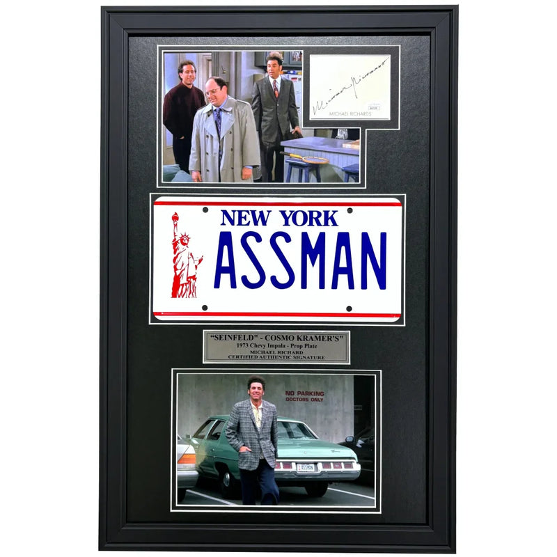 Michael Richards Seinfeld Kramer's Signed License Plate Framed JSA COA Assman