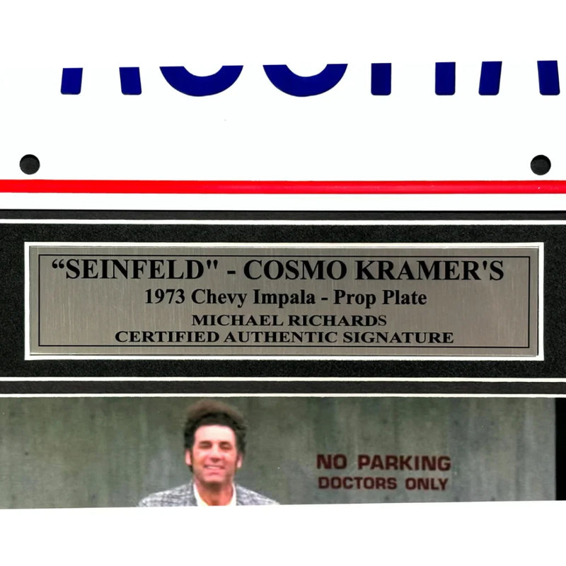 Michael Richards Seinfeld Kramer's Signed License Plate Framed JSA COA Assman