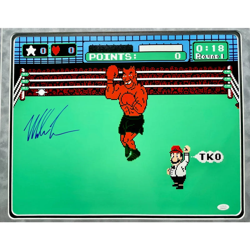Mike Tyson Autographed Nintendo Punch out 16x20 Photo Framed Signed JSA Nes Game