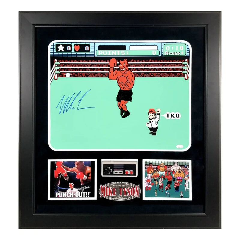 Mike Tyson Autographed Nintendo Punch out 16x20 Photo Framed Signed JSA Nes Game Controller