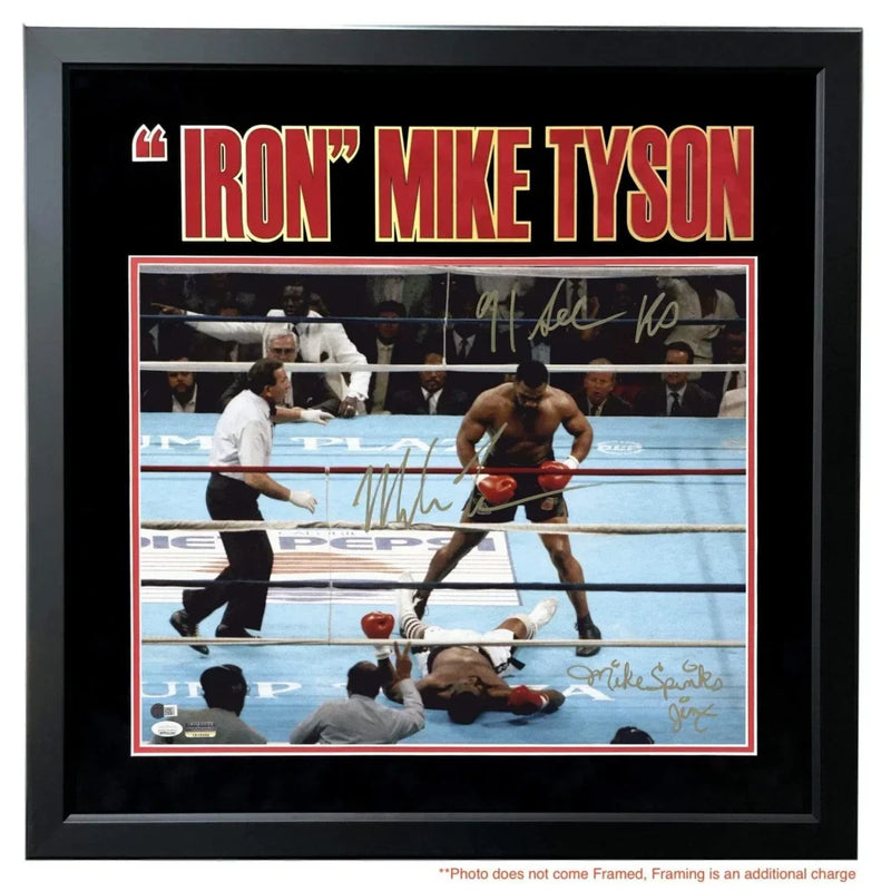 Mike Tyson / Michael Spinks Dual Signed Tyson vs. 16x20 Photo *91 Second KO* #D/20