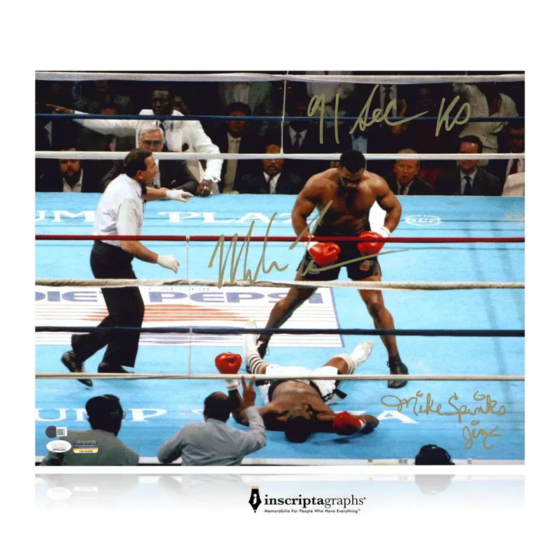 Mike Tyson / Michael Spinks Dual Signed Tyson vs. 16x20 Photo *91 Second KO* #D/20