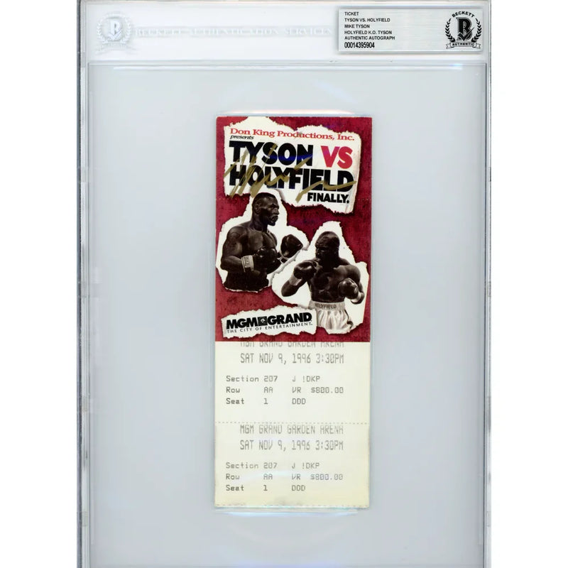 Mike Tyson Signed Authentic Ticket Vs Holyfield 11/9/1996 COA BAS Autograph