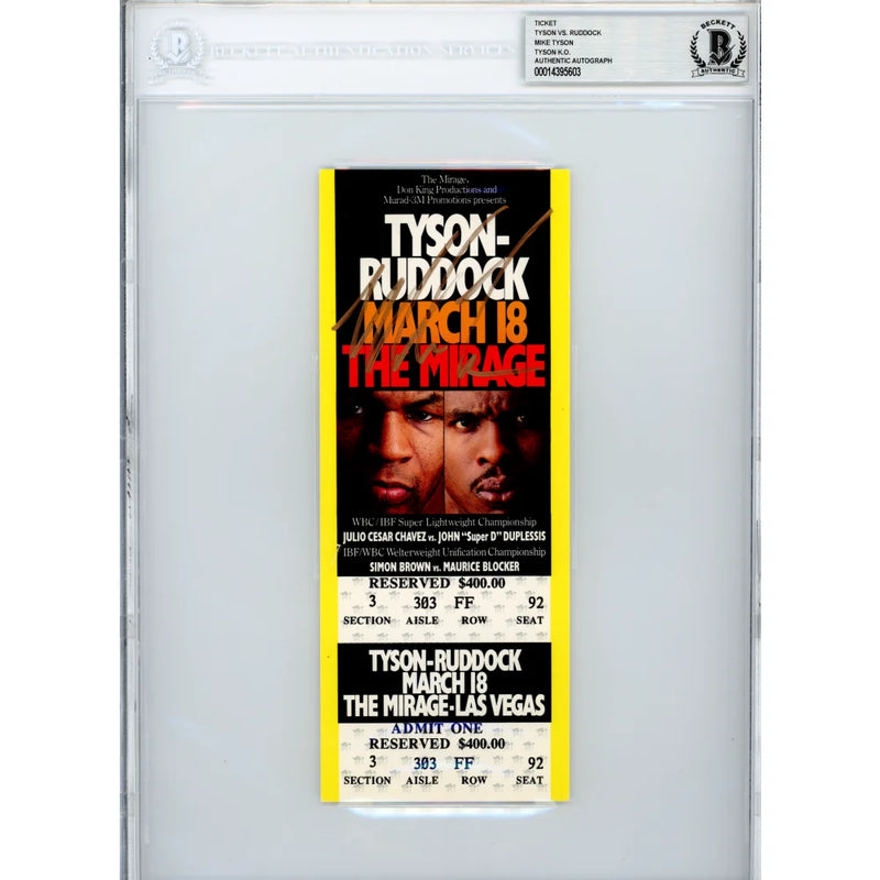 Mike Tyson Signed Authentic Ticket Vs Ruddock 3/18/1991 COA BAS Autograph
