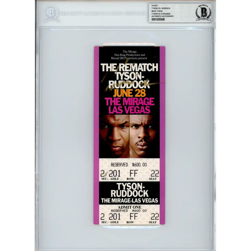 Mike Tyson Signed Authentic Ticket Vs Ruddock 6/28/1991 Rematch COA BAS Auto