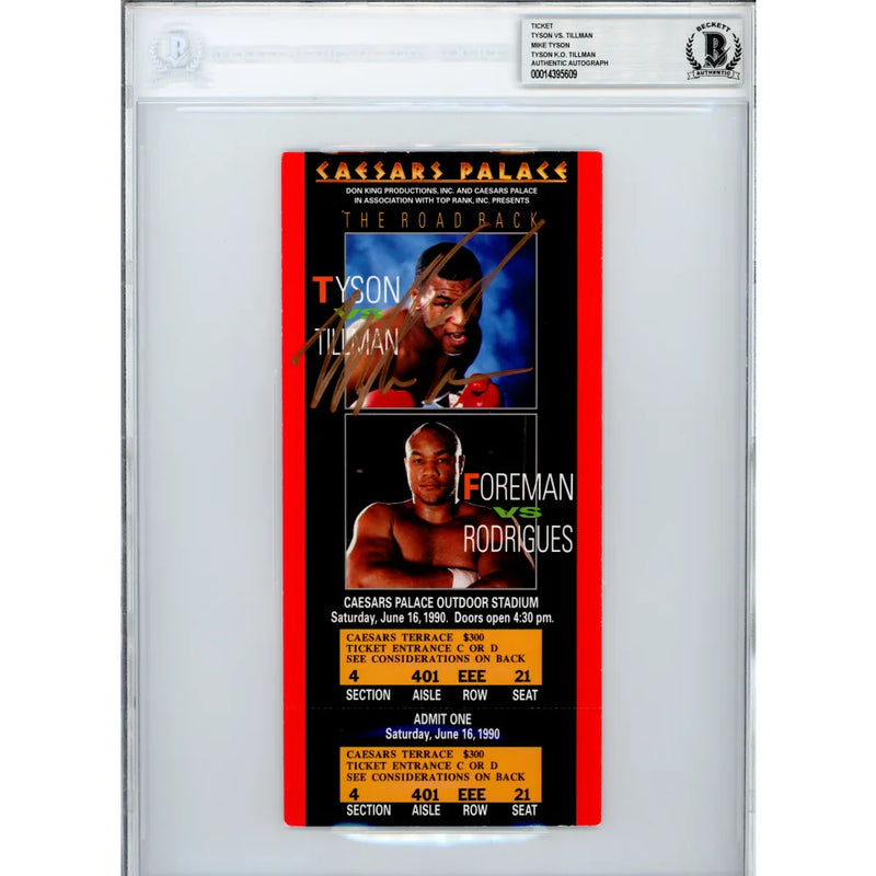 Mike Tyson Signed Authentic Ticket Vs Tillman 6/16/ 1990 COA BAS Rb Autograph