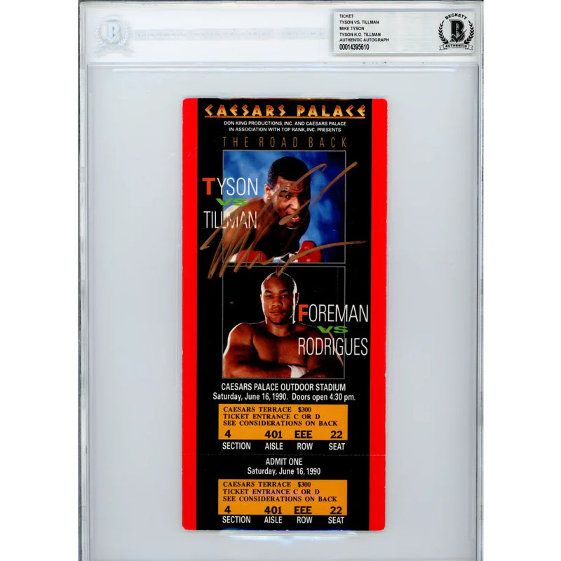 Mike Tyson Signed Authentic Ticket Vs Tillman Rb 6/16/1990 COA BAS Autographed
