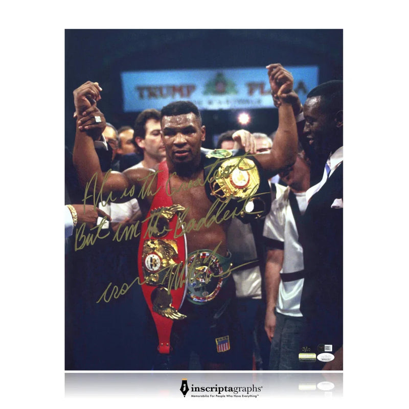 Mike Tyson Signed & Inscribed Tyson vs. 16x20 Photo "Ali Is The Greatest, But I'm The Baddest" #D/10