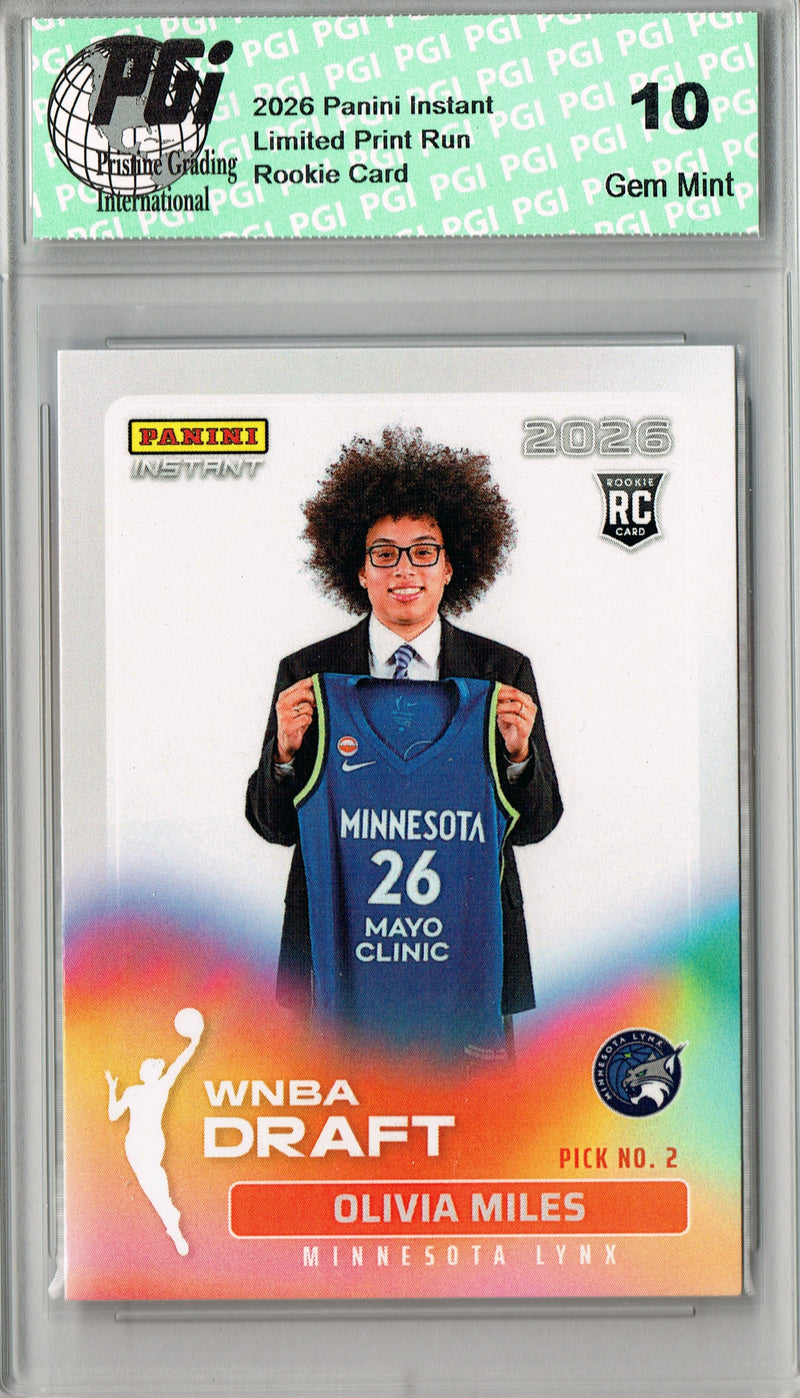 Olivia Miles Rookie Card Minnesota Lynx 2026 WNBA Draft Night #DN-2 1 of 2534 PGI 10 Gem Mint Trading Card
