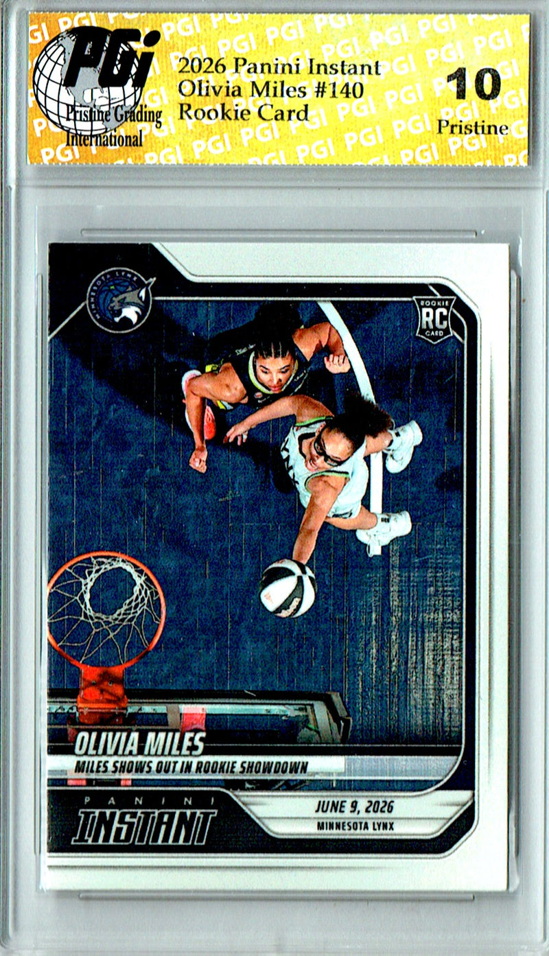 Olivia Miles Rookie Card 2026 Panini Instant #140 PRISTINE, PGI 10, Minnesota Lynx Basketball