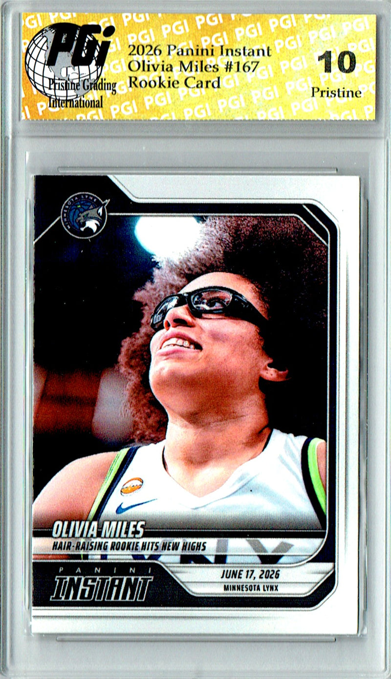 Olivia Miles Rookie Card 2026 Panini Instant #167 PRISTINE, PGI 10, Minnesota Lynx Basketball