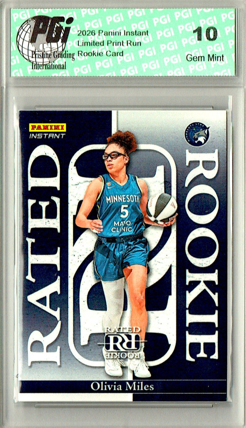 Olivia Miles Rookie Card 2026 Panini Instant #RRR-1 Rated Rookie, PGI 10, Minnesota Lynx Basketball