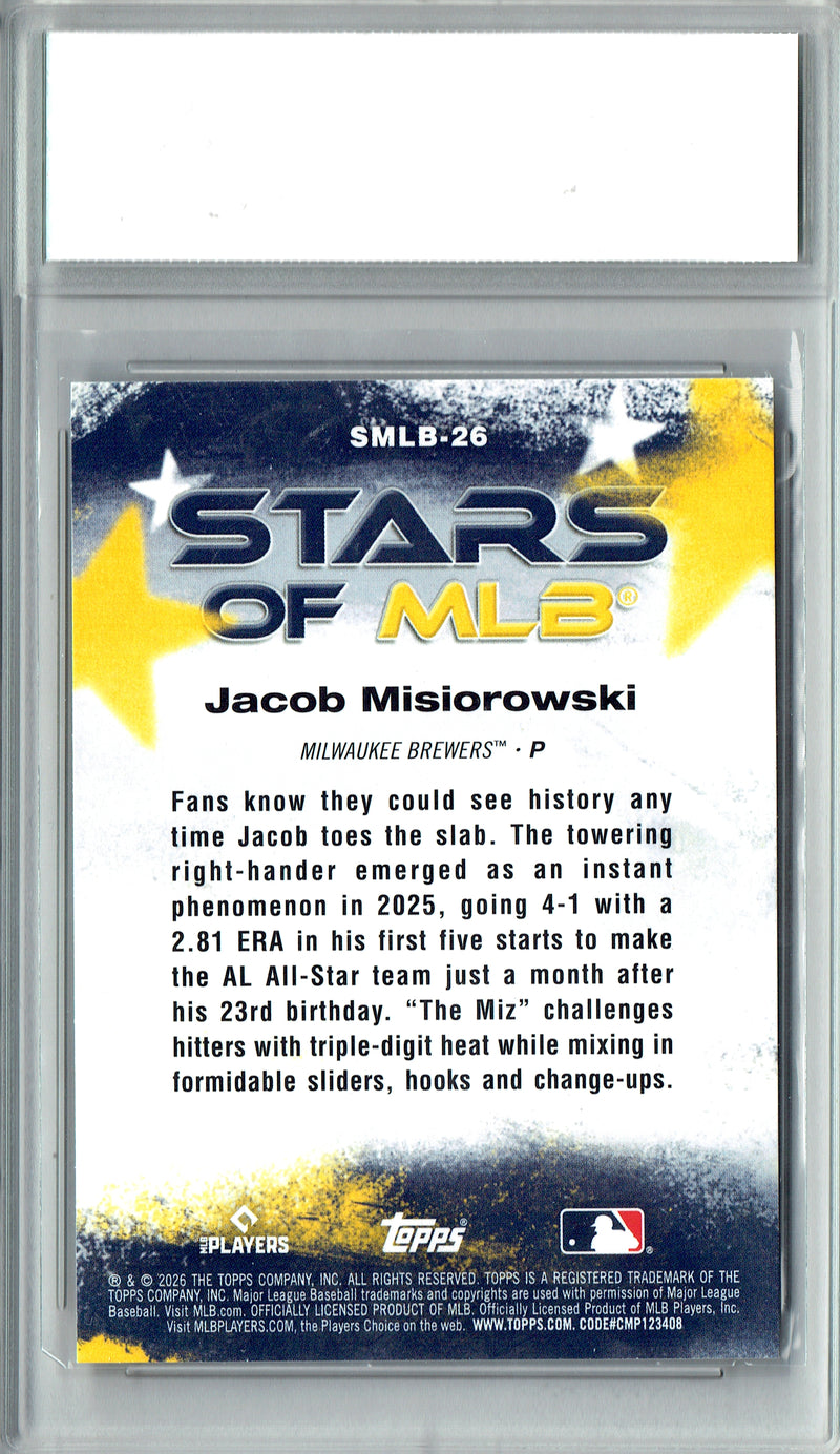 Jacob Misiorowski Rookie Card 2026 Topps #SMLB26 PRISTINE, PGI 10, Milwaukee Brewers Baseball