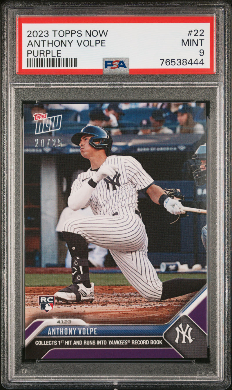 Anthony Volpe PSA 9 2023 Topps Now #22 Rookie Card Purple #20/25 Yankees
