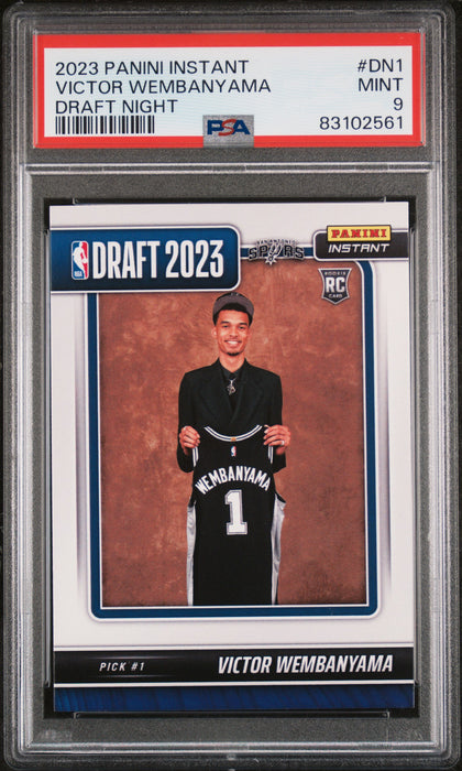 PSA 9 MINT Victor Wembanyama 2023 Panini Instant #DN1 Rookie Card Draft Night