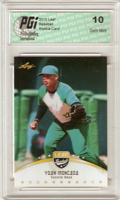 Yoan Moncada 2015 Leaf Baseball #23 Gold SP Rookie Card PGI 10