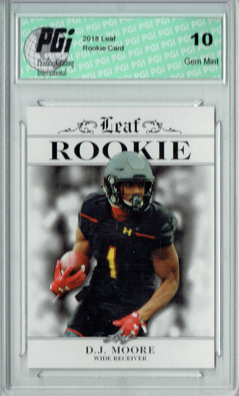 D.J. Moore Rookie Card Carolina PGI 10 Gem Mint Football Trading Card 2018 Leaf Exclusive #RA-06 Only 200 Made
