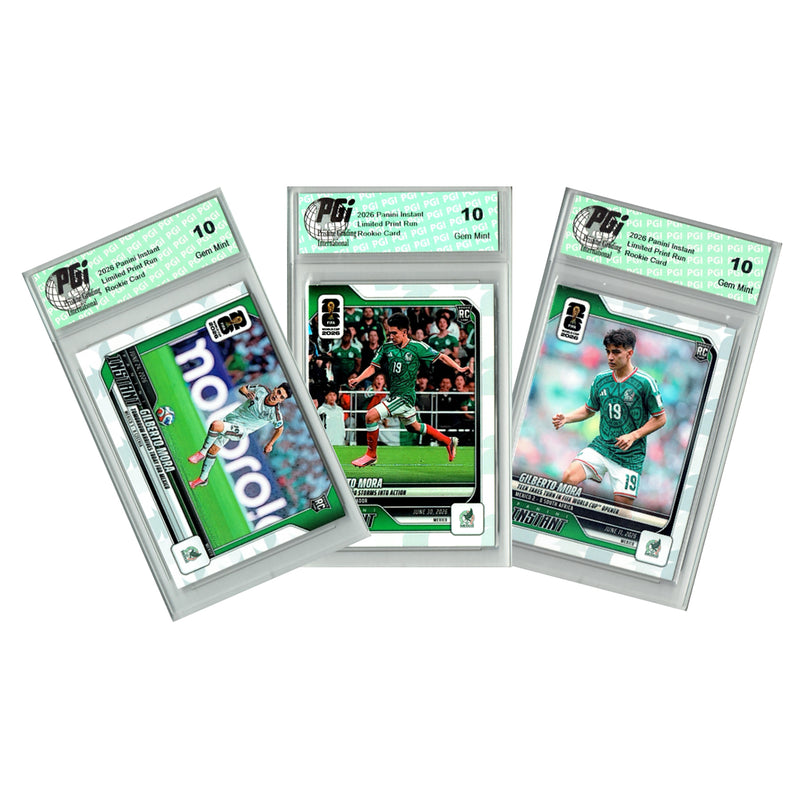 3) Gilberto Mora 2026 Panini Instant Rookie Cards #4 #118 #179 El Tri, PGI 10