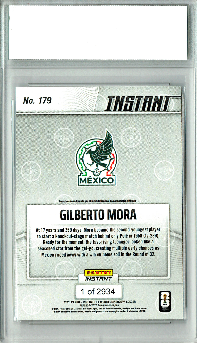 Gilberto Mora Rookie Card 2026 Panini Instant #179 El Nino Storms, PGI 10, Mexico Soccer