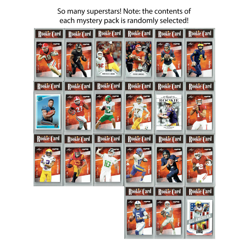 Football Certified Mint 3-Card Mystery Pack featuring Top Draft Picks, All-Pros, Rookies of the Year, & MVPs
