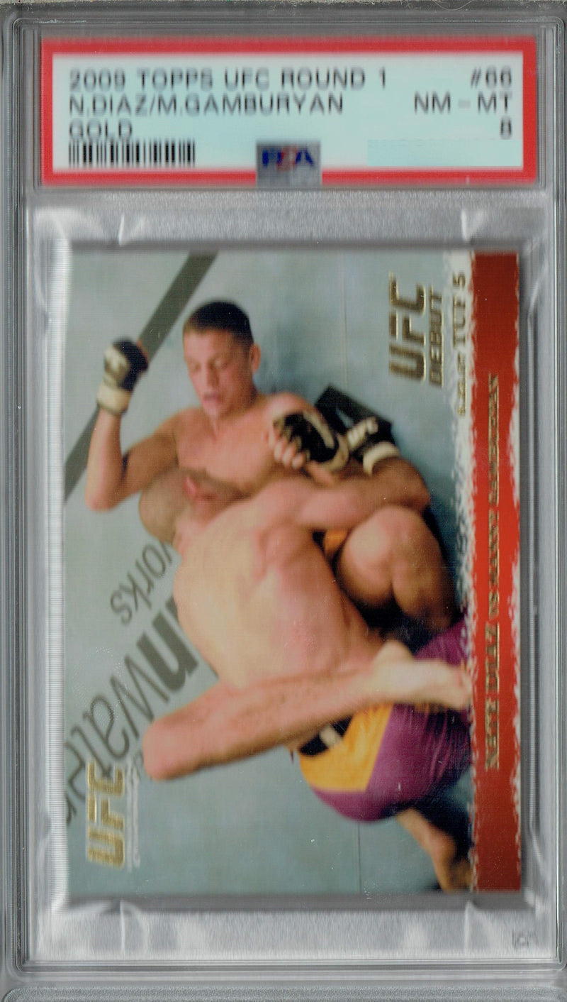 PSA 8 NM-MT Nate Diaz 2009 Topps UFC #66 Rookie Card Gold