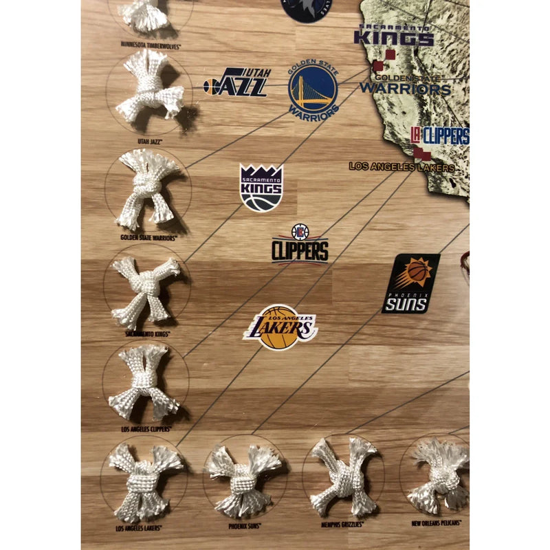 NBA Game Used Net Map Framed #D/50 - Featuring Authentic Net from All 30 Teams "Hardwood Exclusive