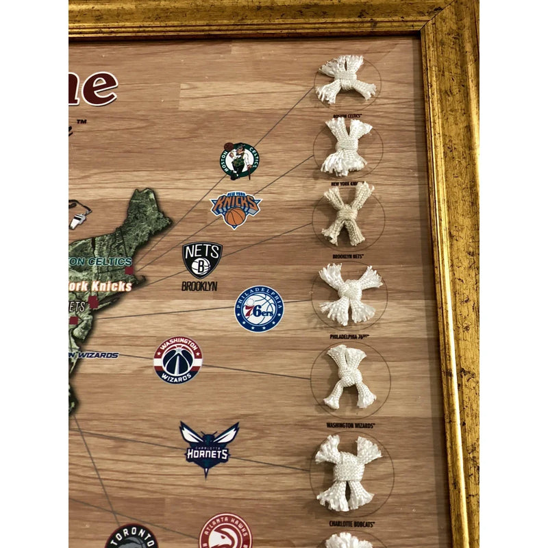 NBA Game Used Net Map Framed #D/50 - Featuring Authentic Net from All 30 Teams "Hardwood Exclusive