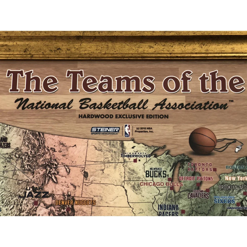 NBA Game Used Net Map Framed #D/50 - Featuring Authentic Net from All 30 Teams "Hardwood Exclusive