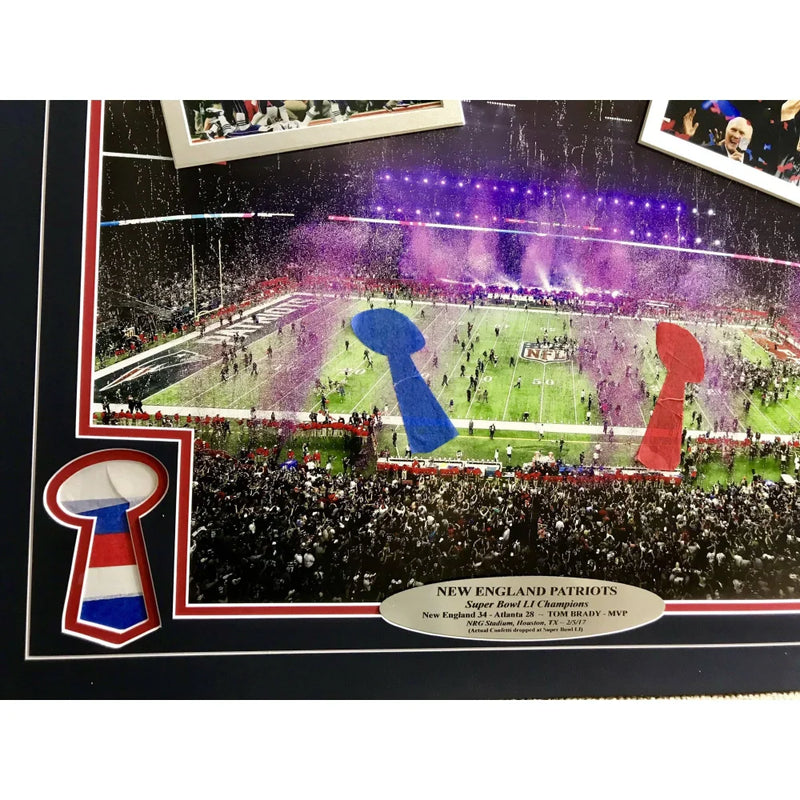 New England Patriots Super Bowl Champs Authentic Confetti Framed 16x20 Collage