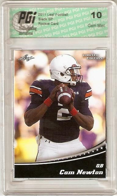 Cam Newton Rookie Card Carolina / New England PGI 10 Gem Mint Football Trading Card 2011 Leaf Limited Black Side #LF26