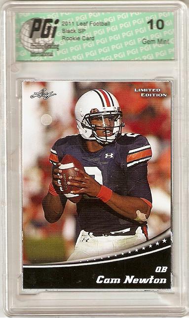 Cam Newton Rookie Card Carolina / New England PGI 10 Gem Mint Football Trading Card 2011 Leaf Limited Black Front #4
