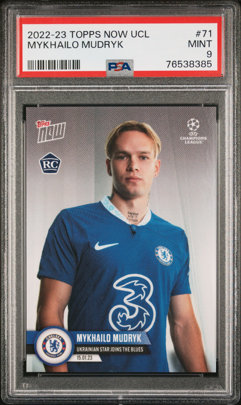 Mykhailo Mudryk PSA 9 2022 Topps Now UCL #71 Rookie Card Chelsea/Ukraine