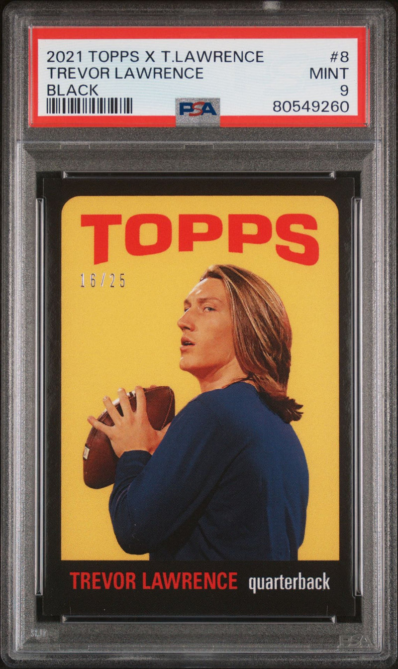 PSA 9 Trevor Lawrence 2021 Topps X #8 Black SP #16/25 Rookie Card