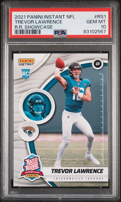 PSA 10 Trevor Lawrence 2021 Panini Instant #RS1 Rated Rookie Card Showcase