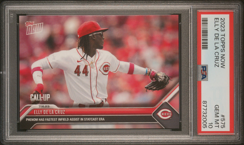 PSA 10 Elly De La Cruz 2023 Topps Now #575 Fastest Infield Assist Rookie Card