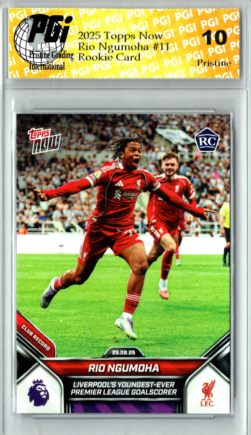 Rio Ngumoha Rookie Card 2025 Topps Now #11 PRISTINE, PGI 10, Liverpool Soccer