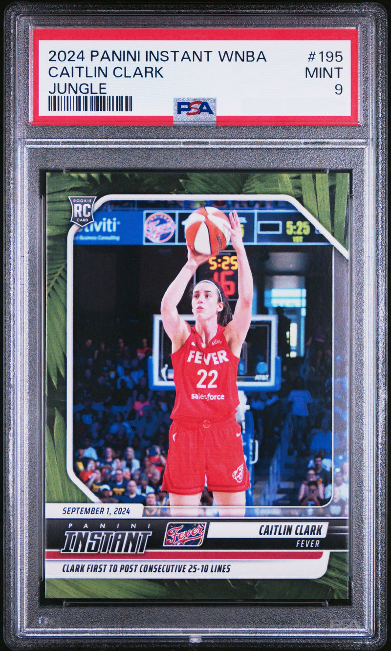 PSA 9 Caitlin Clark 2024 Panini Instant #195 Jungle SP Only 25 Made Rookie Card Indiana Fever